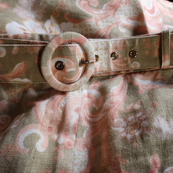 Zimmermann Size 2 Tropical Pants Wide Leg Cropped Belted Linen Blend Floral - Picture 9 of 10